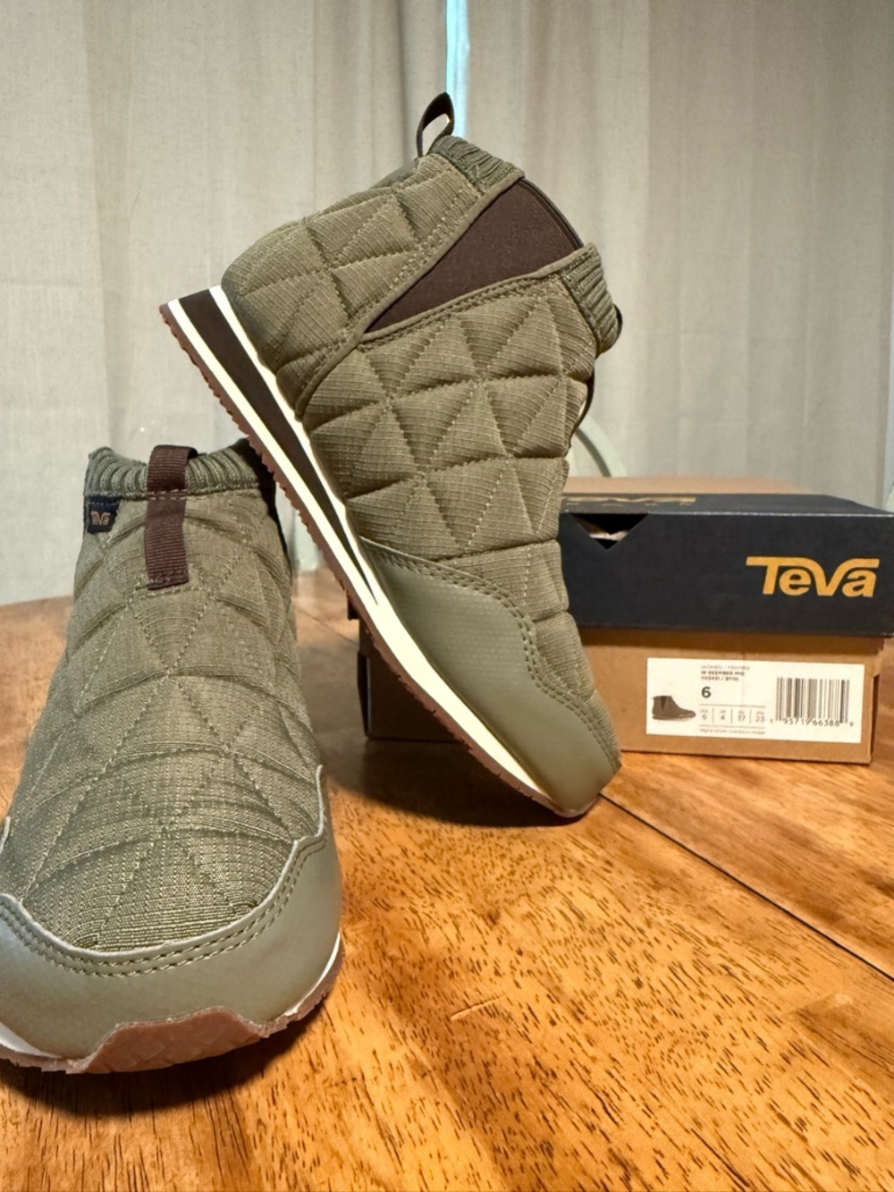 Teva Quilted Slip-On Loafers in Olive Green and Brown